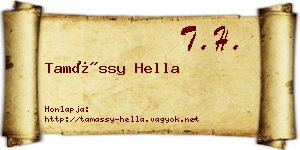 Tamássy Hella névjegykártya