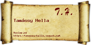 Tamássy Hella névjegykártya